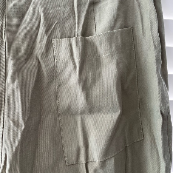 Sans Souci Green Pleat Wide Raw Edge Pant - Picture 6 of 8